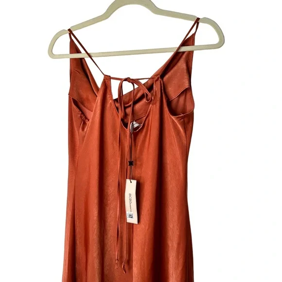 NWT BCBGeneration Silky Satin Cooper Rose Rust Slip Maxi Dress Medium - Picture 10 of 12
